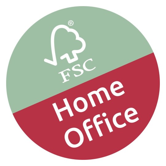 Dit is een logo met de tekst 'Home Office' en het FSC-symbool, wat staat voor duurzame bosbeheer.