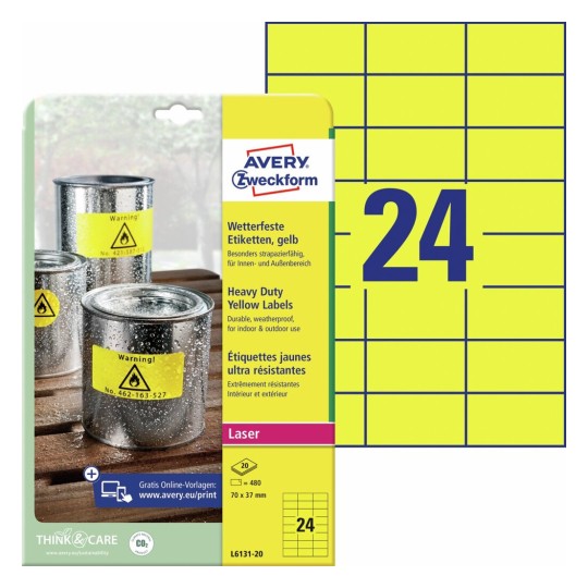 Weerbestendige etiketten L6131-20 Inhoud: 480 Etiketten / 20 Vellen