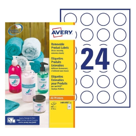 Afneembare ronde productetiketten L4851REV-25 Inhoud: 600 Etiketten / 25 Vellen