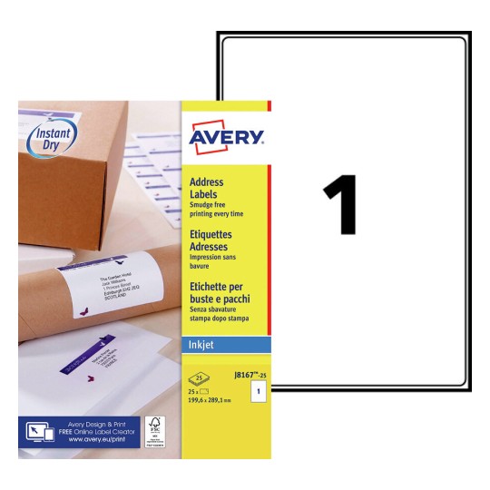 Verzendetiketten J8167-25 Inhoud: 25 Etiketten / 25 Vellen
