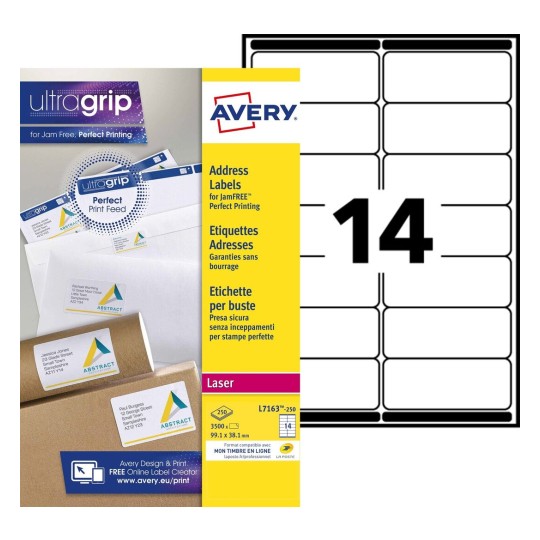 Adresetiketten L7163-250 Inhoud: 3.500 Etiketten / 250 Vellen