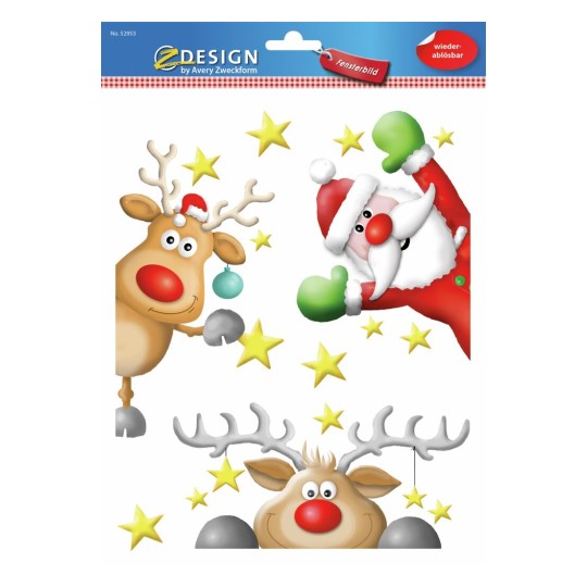 Raamfolie kerstman met rendieren 52953