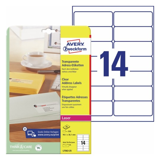 Adresetiketten L7563-25 Inhoud: 350 Etiketten / 25 Vellen