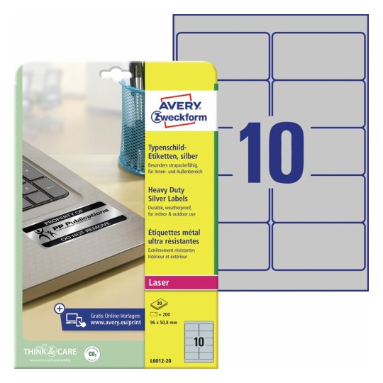 Inventaris etiketten L6012-20 Inhoud: 200 Etiketten / 20 Vellen