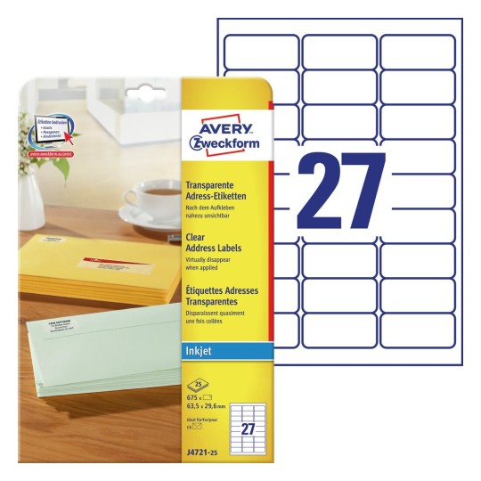 Avery L7163-250 adresetiketten A4 99,1 x 38,1 mm wit (3.500