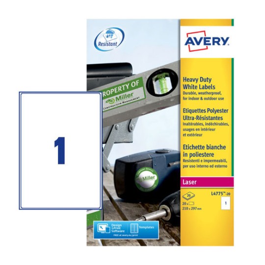 Weerbestendige etiketten L4775-20 Inhoud: 20 Etiketten / 20 Vellen