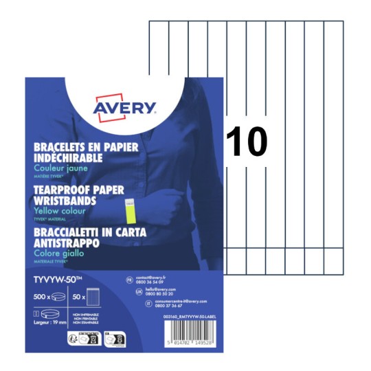 Scheurvrije Tyvek® polsbandjes TYVYW-50 Inhoud: 500 Bracelets