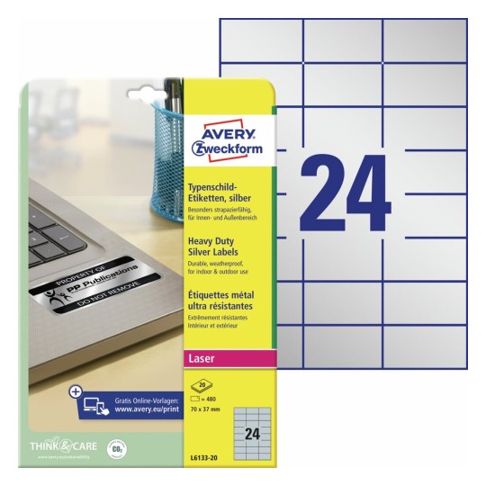 Inventaris etiketten L6133-20 Inhoud: 480 Etiketten / 20 Vellen