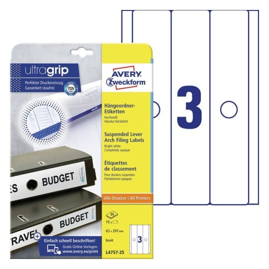 Hang-ordnerrugetiketten L4757-25 Inhoud: 75 Etiketten / 25 Vellen