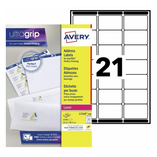 Adresetiketten L7160-100 Inhoud: 2.100 Etiketten / 100 Vellen