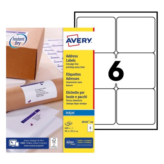 Verzendetiketten J8166-100 Inhoud: 600 Etiketten / 100 Vellen