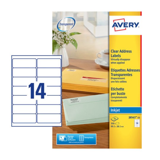 Adresetiketten J8563-25 Inhoud: 350 Etiketten / 25 Vellen
