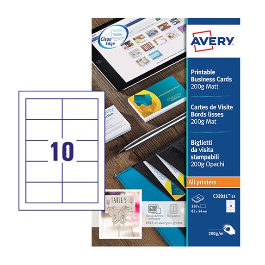 Visitekaartjes C32011-10 Inhoud: 100 Kaarten / 10 Vellen