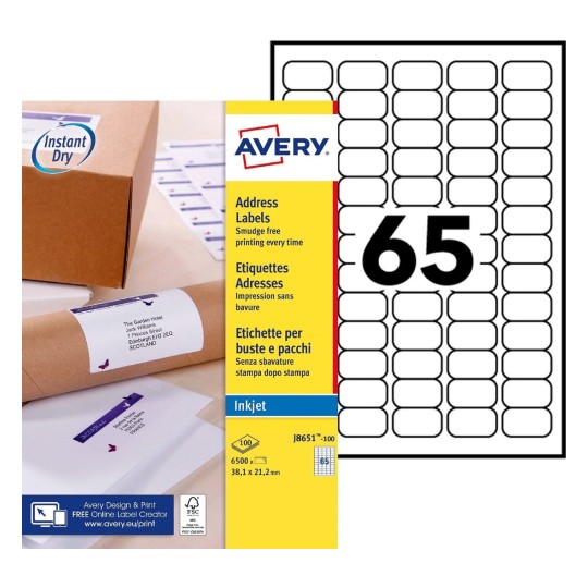 Mini etiketten J8651-100 Inhoud: 6.500 Etiketten / 100 Vellen
