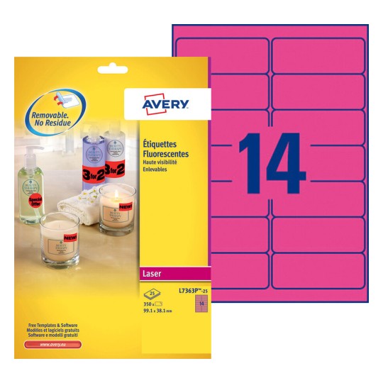 Neon Etiketten L7363P-25 Inhoud: 350 Etiketten / 25 Vellen