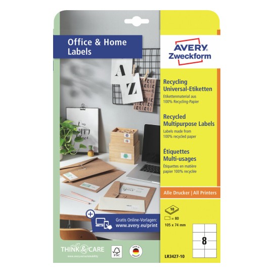 Gerecyclede universele etiketten, 10 vel LR3427-10