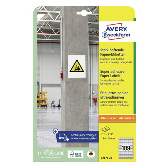 Sterk klevende papieren etiketten L7871-20