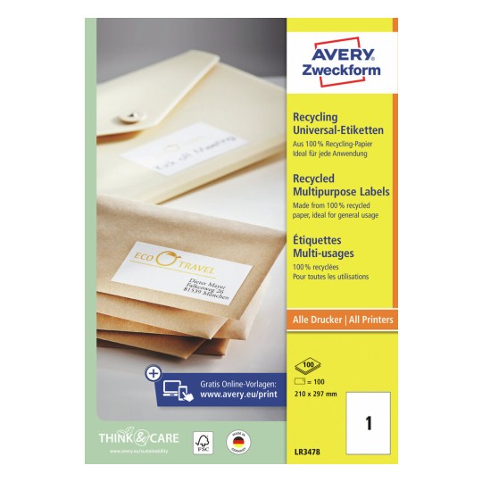 Gerecyclede universele etiketten LR3478