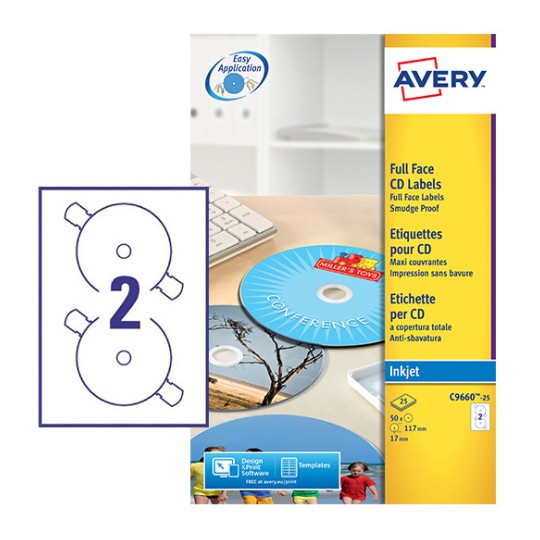 CD etiketten C9660-25 Inhoud: 50 Etiketten / 25 Vellen