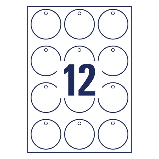 Hangkaartjes van stevige folie T3004-10 Ø 60 mm