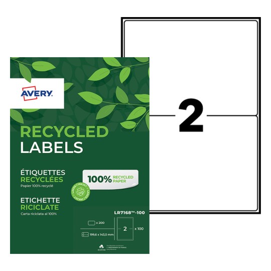 Gerecyclede verzendetiketten LR7168-100 Inhoud: 200 Etiketten / 100 Vellen