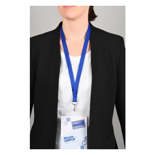10 gerecyclede Lanyards van 100% gerecylced kunststof, blauw 4842B 15 x 440 mm