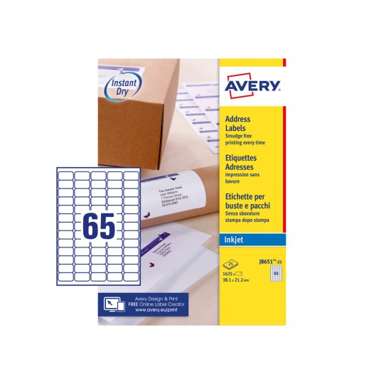Mini etiketten J8651-25 Inhoud: 1.625 Etiketten / 25 Vellen