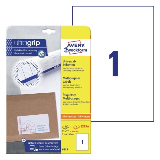 Universele etiketten 6119 Inhoud: 30 Etiketten / 30 Vellen