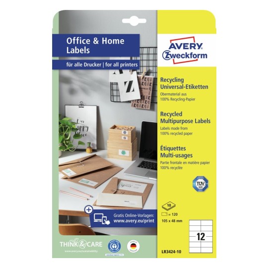 Gerecyclede universele etiketten, 10 vel LR3424-10