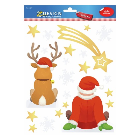 Raamfolie kerstman met rendier 52299