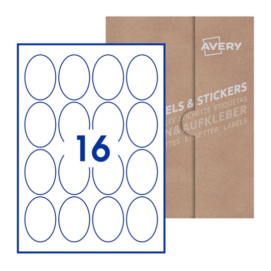 Avery Family ovale oplosbare etiketten 55 x 3cm 18 etiketten