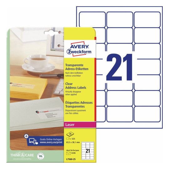 Adresetiketten L7560-25 Inhoud: 525 Etiketten / 25 Vellen