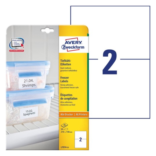 Diepvriesetiketten L7974-25 Inhoud: 50 Etiketten / 25 Vellen