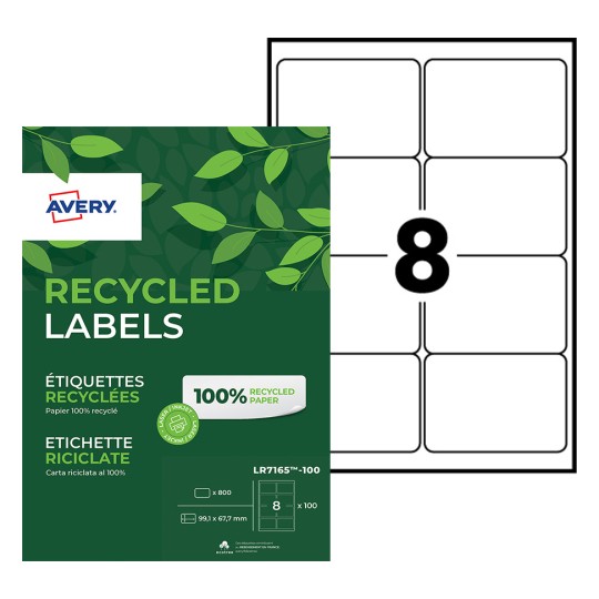 Gerecyclede verzendetiketten LR7165-100 Inhoud: 800 Etiketten / 100 Vellen