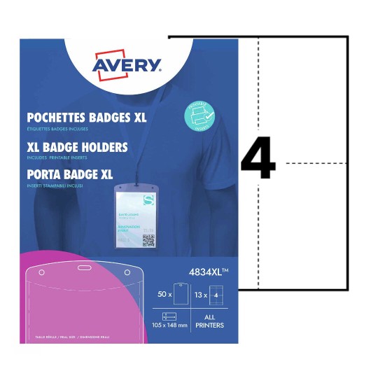 Badgehouders met insteekkaarten - A6 4834XL Inhoud: 52 Stuk / 13 Vellen