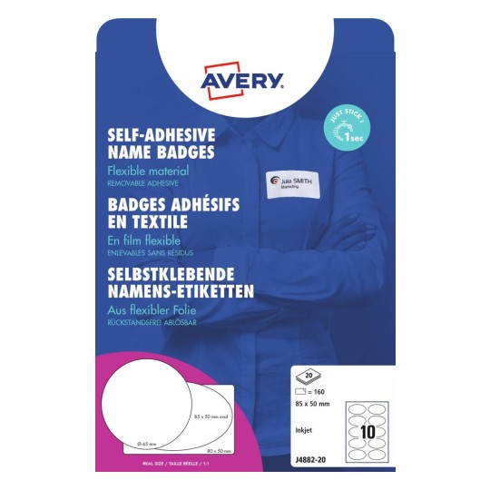 Zelfklevende ovale naambadges J4882-20