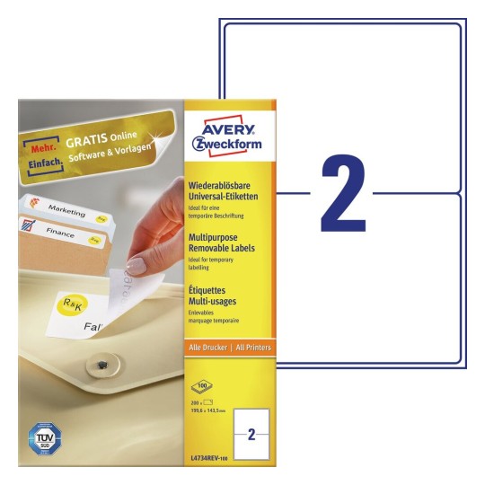 Afneembare etiketten L4734REV-25 Inhoud: 50 Etiketten / 25 Vellen