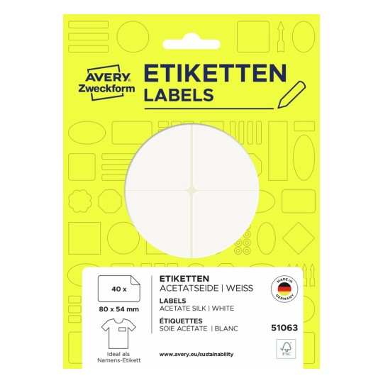 Zelfklevende naambadges 51063 Inhoud: 40 Etiketten / 10 Vel
