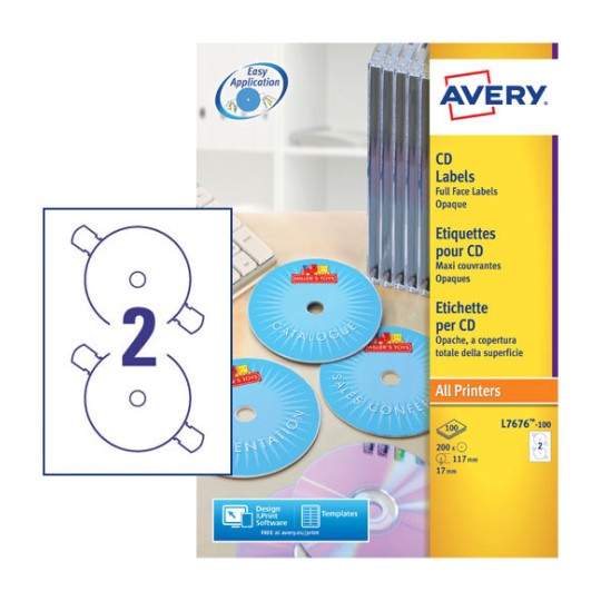 CD etiketten L7676-100 Inhoud: 200 Etiketten / 100 Vellen