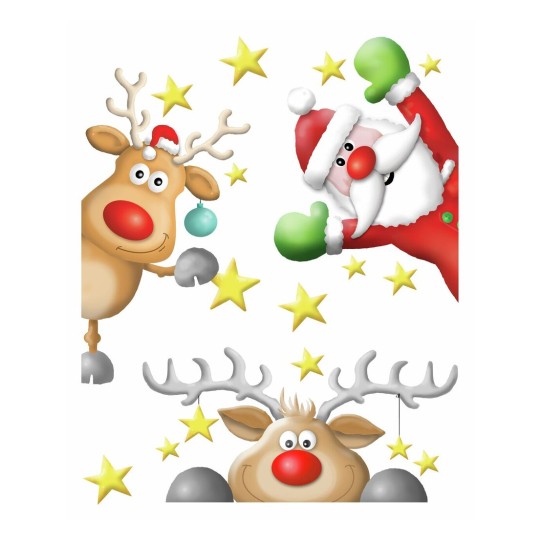 Raamfolie kerstman met rendieren 52953