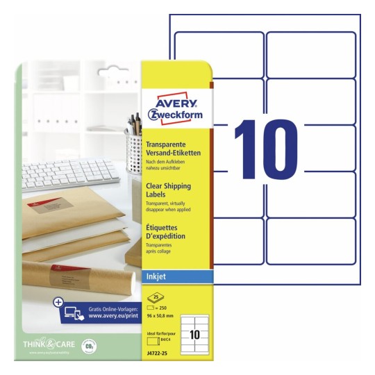 Adresetiketten J4722-25 Inhoud: 250 Etiketten / 25 Vellen
