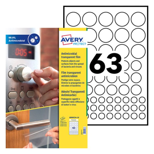 Ronde antimicrobiële stickers AM00CA4-10 Inhoud: 630 Sticker / 10 Vellen