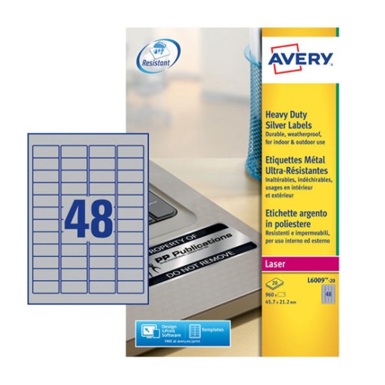 Inventaris etiketten L6009-20 Inhoud: 960 Etiketten / 20 Vellen
