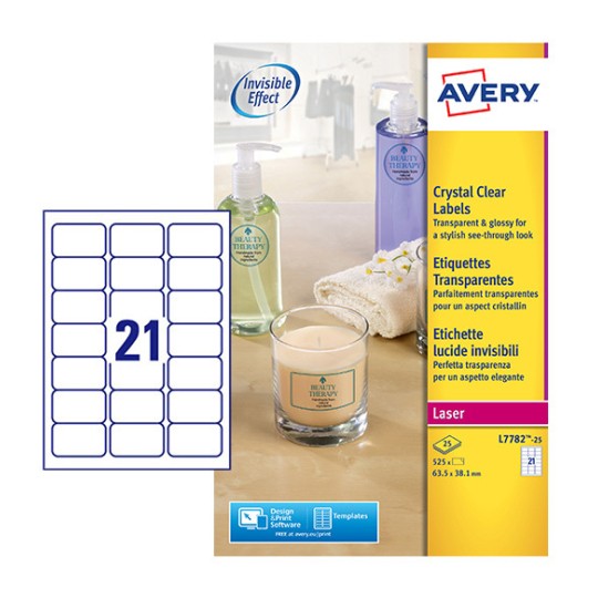 Crystal clear etiketten L7782-25 Inhoud: 525 Etiketten / 25 Vellen
