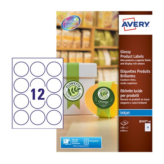 Productetiketten J8105-10 Inhoud: 120 Etiketten / 10 Vellen