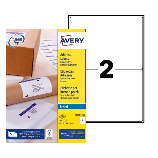 Verzendetiketten J8168-100 Inhoud: 200 Etiketten / 100 Vellen