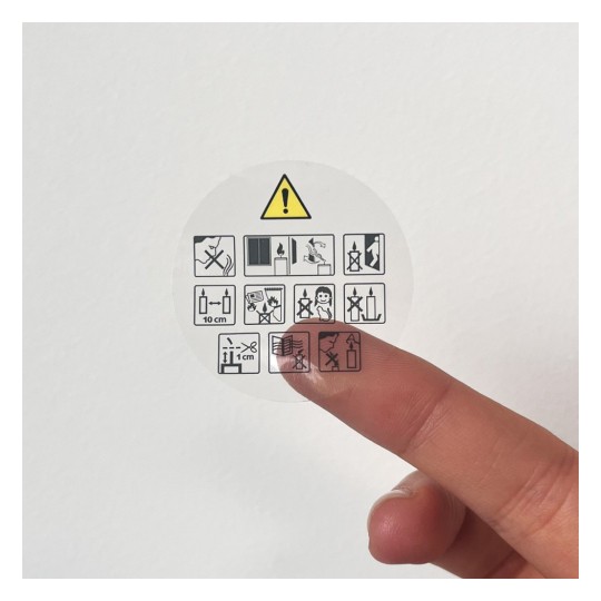 Waarschuwingsetiket voor kaarsen (CLP), transparant IRAFNOR500T