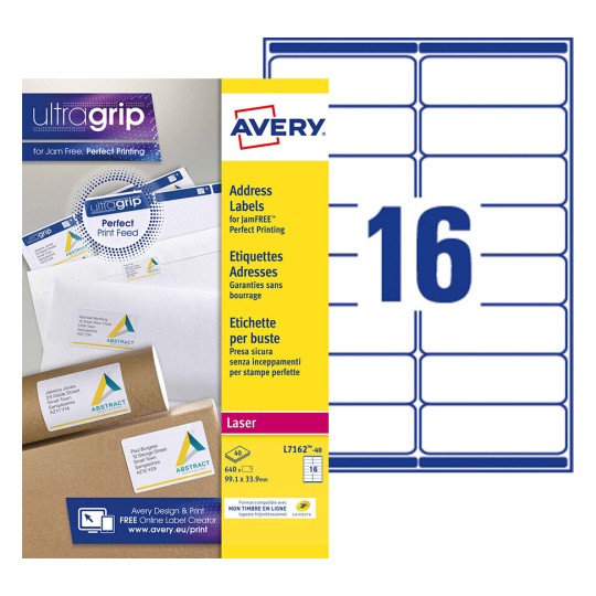 Adresetiketten L7162-40 Inhoud: 640 Etiketten / 40 Vellen