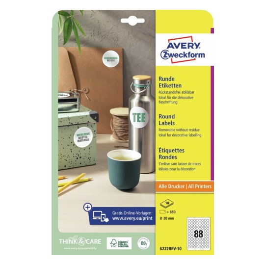 Afneembare ronde productetiketten 6222REV-10