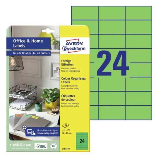 Groene etiketten, 10 vel 3450-10 Inhoud: 240 Etiketten / 10 Vellen